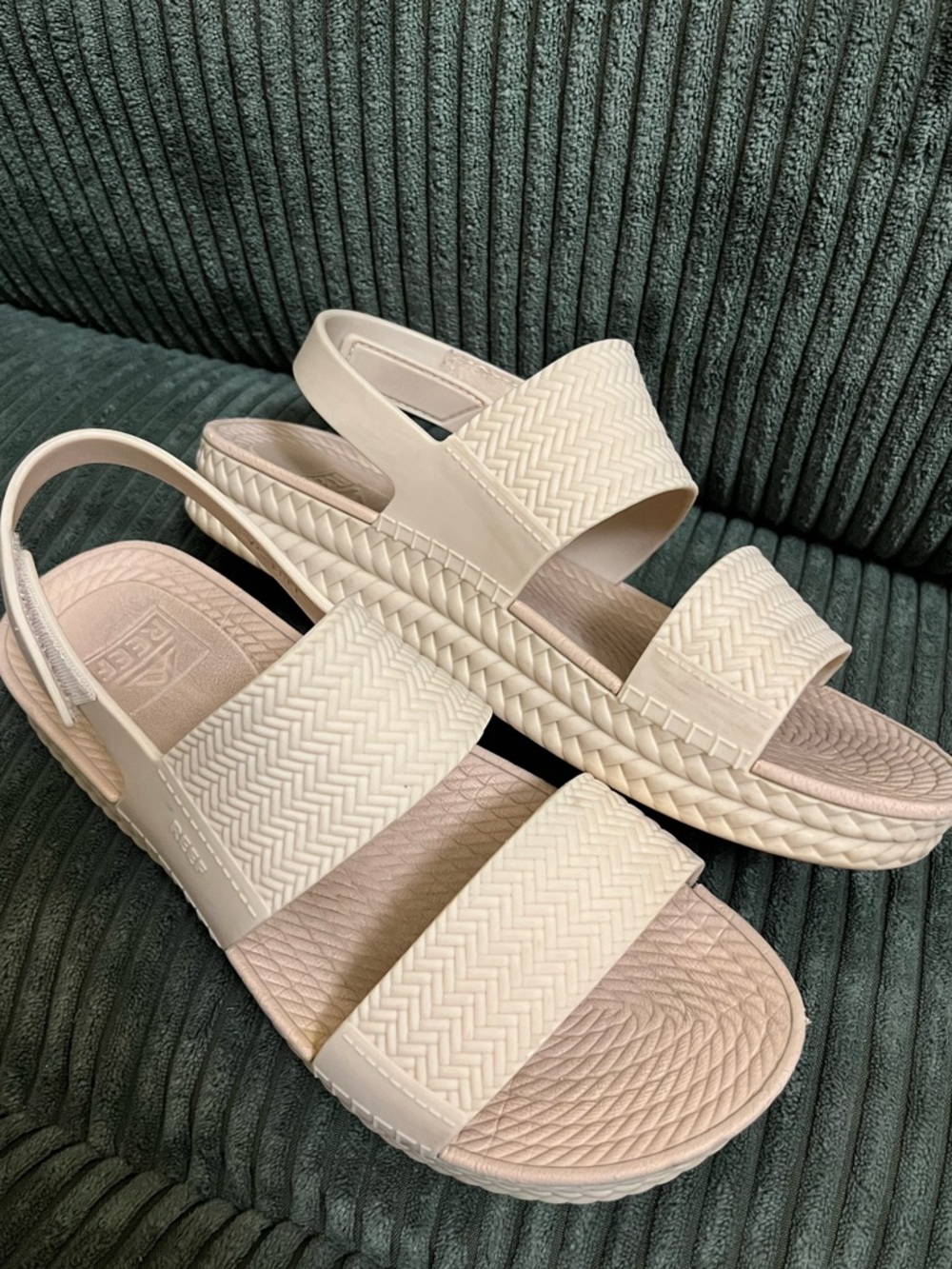Reef Women's Water Vista 9 Cream Woven Strap Slingback Sandals